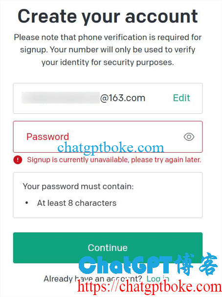 ChatGPT Signup is currently unavailable
