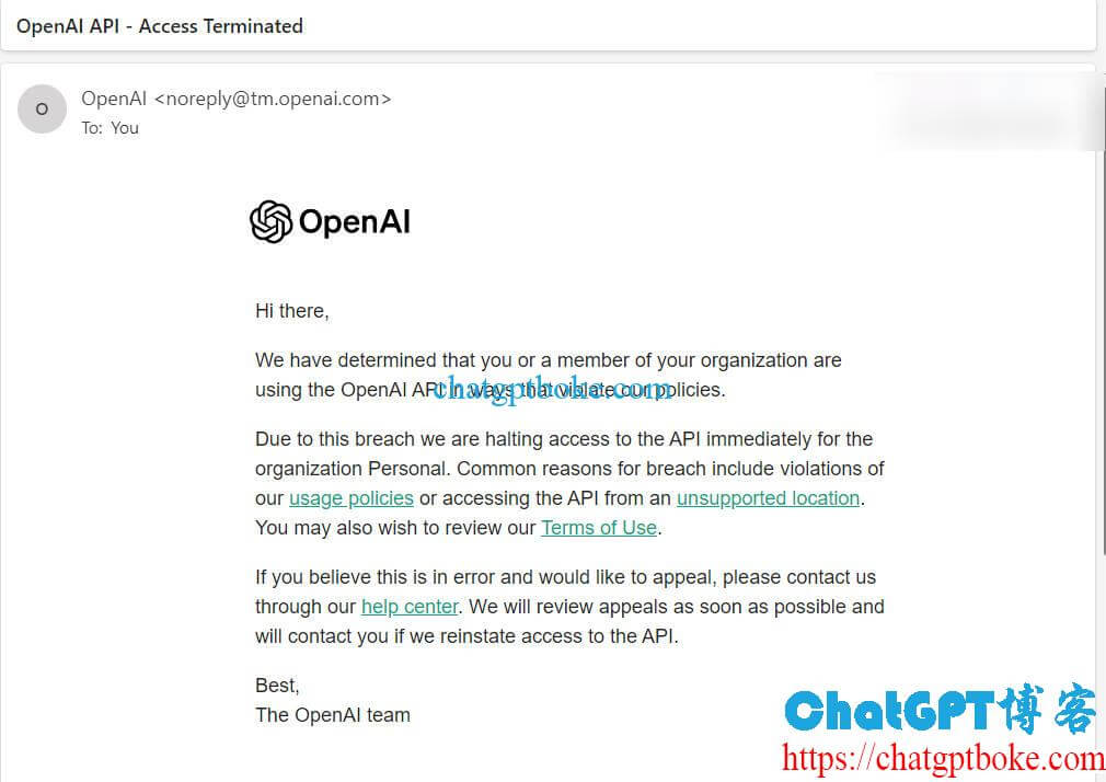 OpenAI API - Access Terminated