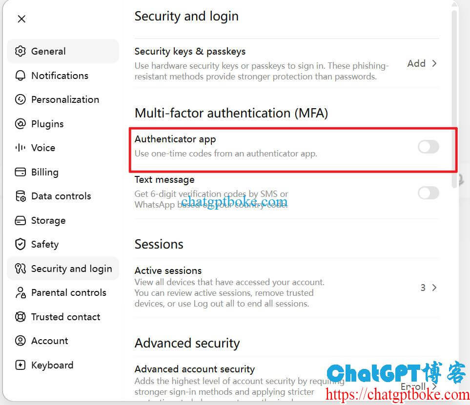 ChatGPT Multi-factor authentication (MFA)
